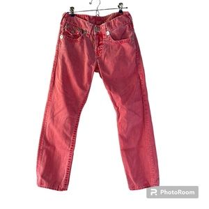 True Religion Washed Out Red Jack Straight Leg Crop Jeans size 30.